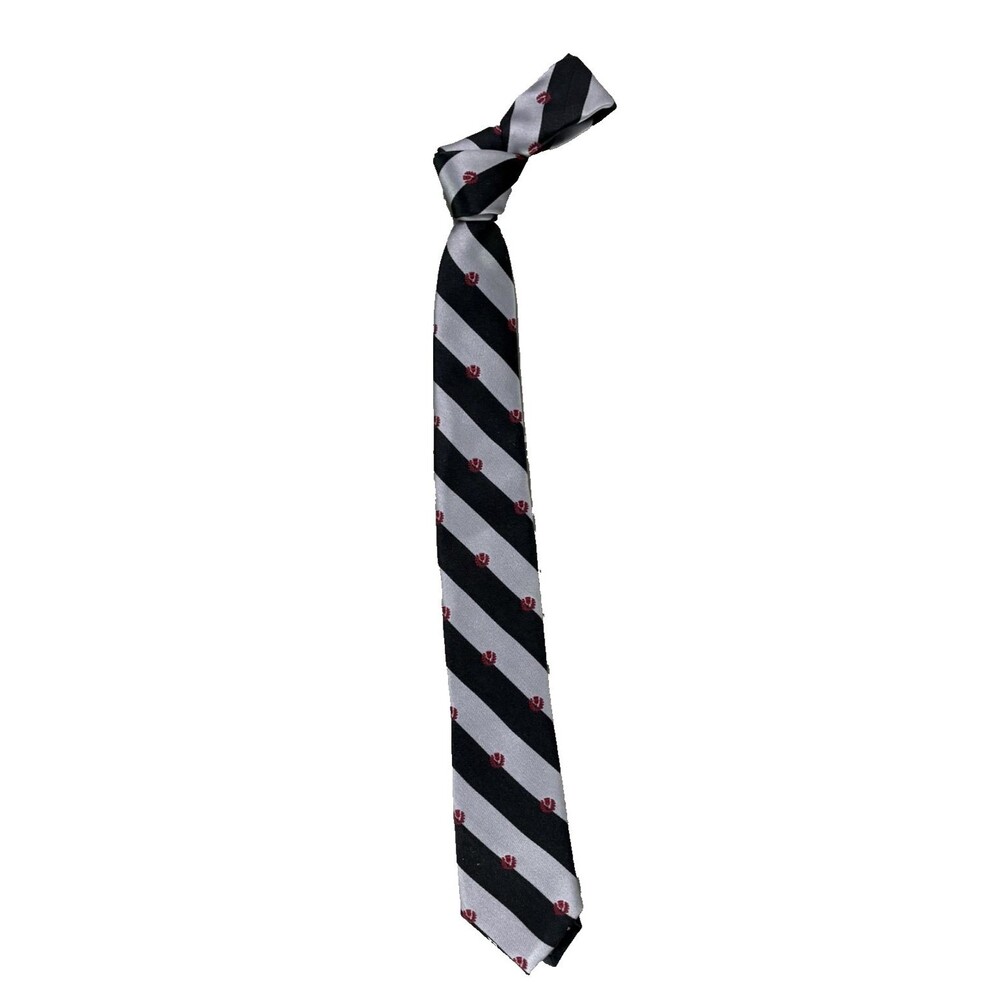 John Varvatos USA Men’s Slim Tie Blue Silver Stripe Red Rose Wreath 2.5”